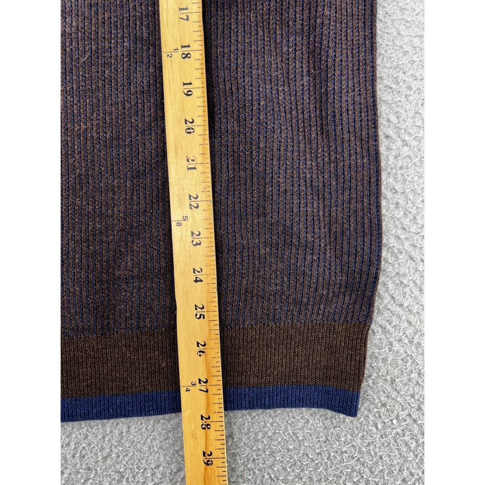 ROBERT GRAHAM Whalen Wool Quarter Zip Sweater Mens Size Large Brown Navy Stretch - Picture 8 of 15